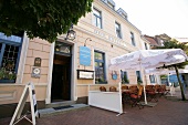 View of hotel entrance and sitting area, Germany