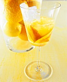 Close-up of lemon cocktail in glass