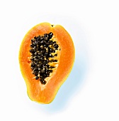 Half papaya on white background