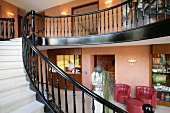 Close-up of staircase in hotel, Germany