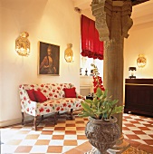 View of reception desk and sofa for waiting at Schlosshotel Munchhausen