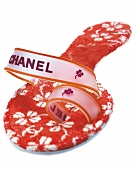 Sandalen von Chanel in Orange, Frottee-Sohle geblümt