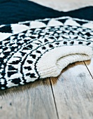 Close-up of black and white Norwegian styled sweater
