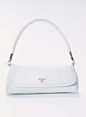 Close-up of white handbag on white background