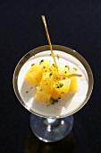 Close-up of rice pudding in glass at Ararat Park Hyatt Hotel, Moscow