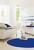 Bright living room with white interior and furnitures