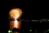 Fireworks at night during Lake Festival in Konstanz, Germany