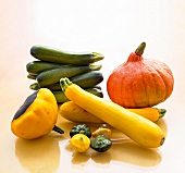Variety of zucchini, pumpkins and patty pan