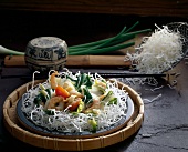 Rice noodles with pack choir on plate