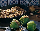 Stuffed green peppers on plate