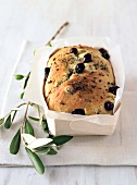 Olive bread with black olives and thyme leaves