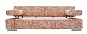 Sofa mit Armlehnen und Rückenteil mit Bezug in wollweiss mit Blüten