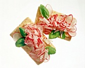 Crisp breads with chopped radish