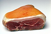 Parma ham on white background
