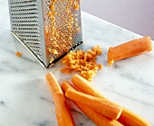 Carrots finely grated with grater