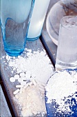 Gelatine, calcium tablets and crushed silica