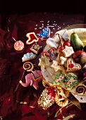 Close-up of different types of colourful cookies on plate