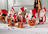 Ceramic Santa figurine on floor for Christmas decoration