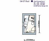 Illu: Grundriss eines Badezimmers mit dynamischen Linien