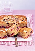 Close-up of pieces of berry nut cake