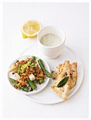 Gratin of asparagus and zander on dish