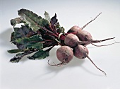 Beetroot with leaves on white background