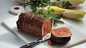 Beef.  Filet Grillie Viillette gefüllt und überbacken, Freisteller