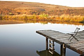 View of pier on lake in Beaumont winery, South Africa