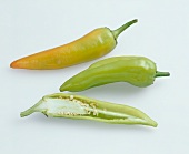 Paprika, grün, orange, lange mittelscharfe Peperonis aus Ungarn