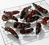 Dried red chillies on cooling rack, step 2