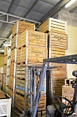Stacked wine crates at Havana Hills Winery in Philadelphia, South Africa