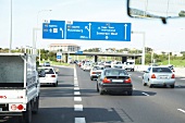 View of highway signs on highway, South Africa