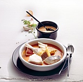 Bouillabaisse and rouille in bowls