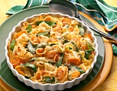 Pasta with baked vegetable in bowl