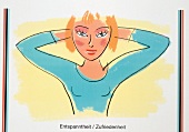 Illustration of woman with hands behind her head