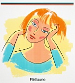 Illustration of woman with head tilted sideways