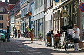 People on street of Helsingor, Denmark