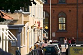 People on street of Helsingor, Denmark