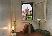 View of medieval Collonges la Rouge from window