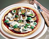 Eggplant pizza on plate