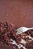 Chocolate sorbet being scrapped with fork