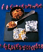 Indien - Grieß-Mandel-Dessert und Frischkäse mit Nüssen