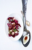 Beetroot and radicchio salad on plate