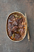 Braised veal cheeks in pot