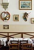 Table laid in Trattoria Da Sergio restaurant, Florence, Italy
