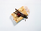 Black forest crepes on white background