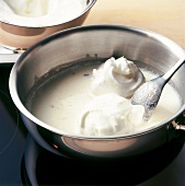 Egg whites cam in milk for preparation of desserts, step 3
