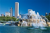 Buckingham-Springbrunnen in Chicago, Wasser, Sonne, Grant Park