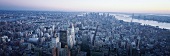 Manhattan von oben, Panoramablick, New York, blau