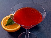 Close-up of American beauty cocktail in glass